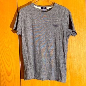 SuperDry MED heathered gray shirt sleeve crew neck t shirt 100% cotton India EUC